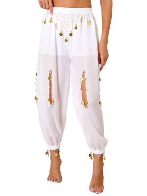 Women Hollow Out Chiffon Belly Dance Pants front image