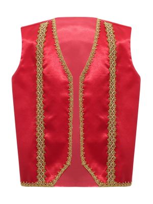Kids Sleeveless Gold Lace Open Front Gothic Vest front image
