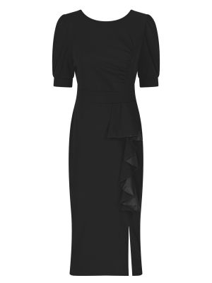 Women Short Sleeve Ruffles Bodycon Midi Pencil Dress for Work Cocktail front image
