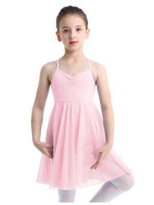 Kids Girls Sleeveless Chiffon Ballet Dance Leotard Dress front image