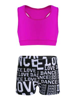 Kids Girls 2pcs Tank Top and Letters Printed Bottoms Sport Set front image