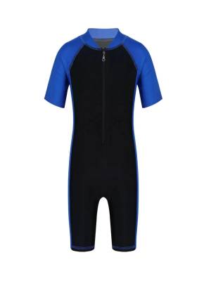 Kids Boys Girls One-piece Swim Short Sleeves Zippered Wetsuit Swimsuit front image