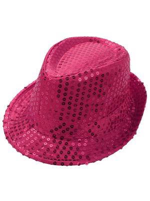 Kids Solid Sequins Fedora Hat for Party front image