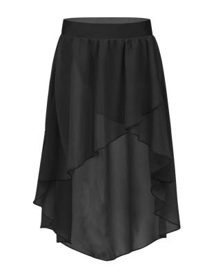 Kids Girls High-Low Chiffon Jazz Dance Studio Practice Skirt front image