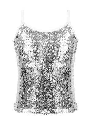 Kids Girls Sequined Jazz Dance Tank Top front image