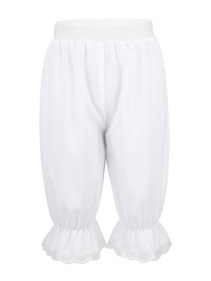 Kids Girls White Victorian Pantaloons Medieval Bloomers front image