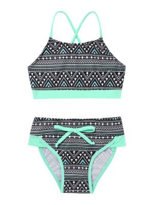 Kids Girls 2pcs Geometric Pattern Swimming Bikini Set front image