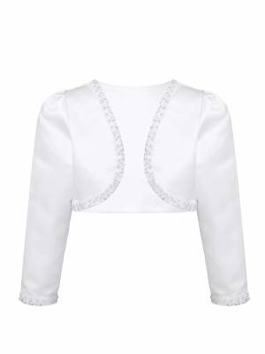 Girls Stain Sequin Short Cardigan Bolero Wedding Dress Shawls front image