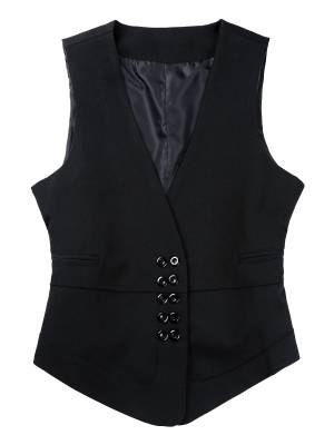 Women V Neck Double-Breasted Button Party Vest front image