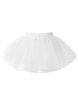 Kids Girls Elastic Waistband Tutu Mesh Skirt Solid Ballet Dance Skirt front image