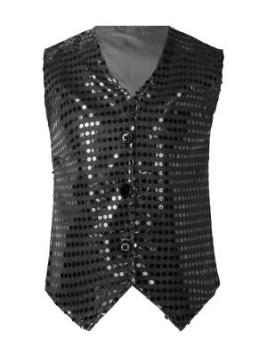 Kids Boys Sleeveless Sequins Solid Color Vest front image