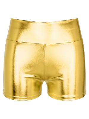 Women Metallic Patent Leather Jazz Dance High Waist Shorts front image