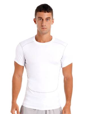 Men Solid Color Short Sleeve Quick-Dry Moisture Wicking Sports T-shirt front image