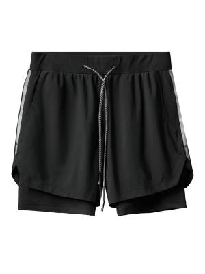 Men Double Layers Athletic Shorts with Side Pockets front image