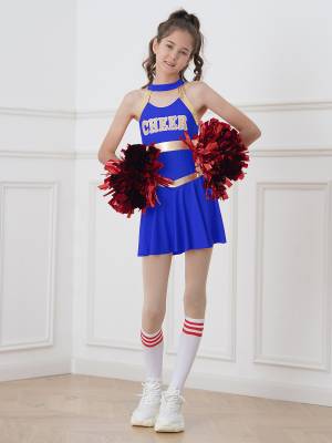 Kids Girls Sleeveless Letter Print Cheerleading Dance Dress front image