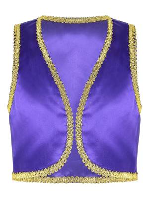 Kids Boys Glossy Open Front Vest Aladdin Cosplay Costume front image