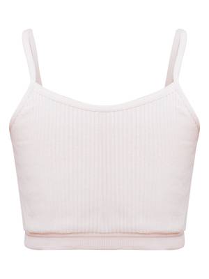 Kids Girls Ribbed Spaghetti Straps Crop Top Solid Sport Camisole front image