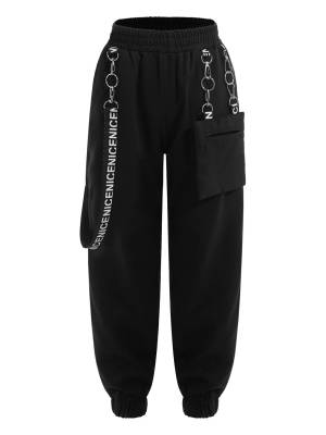 Kids Girls Metal Chain Pocket Sweatpants front image