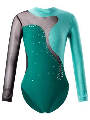 Kids Girls Long Sleeve Hollow Back Figure Skating Leotard front image