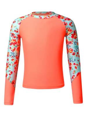 Kids Girls Long Sleeve UPF50+ Rash Guard Swimming Top front image