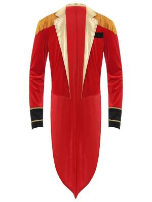 Men Circus Ringmaster Long Sleeve Lapel Showman Velvet Tailcoat front image