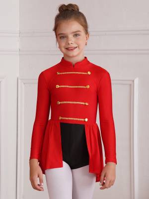 Kids Girls Long Sleeve Buttons Circus Ringmaster Jumpsuit Dress front image