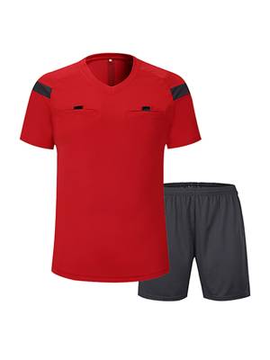 Men Two-Piece Short Sleeve T-shirt with Shorts Soccer Referee Uniform front image