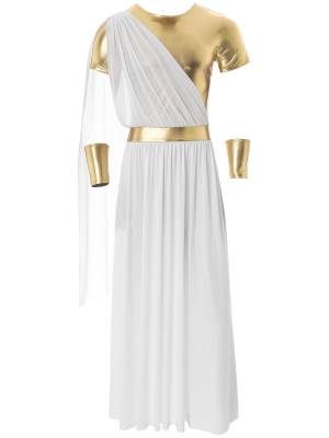 Men Halloween Ancient Greek Toga Short Sleeve Metallic Robe front image