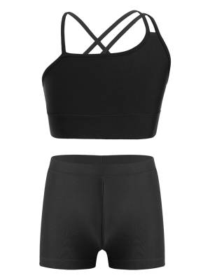 Kids Girls Strappy Two Pieces Swimsuit Set front image