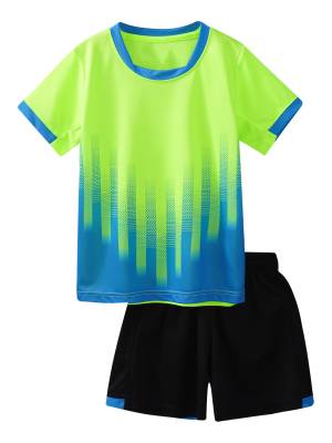 Kids Boys 2pcs Quick-Drying Short Sleeve T-shirt and Shorts Football Uniform front image