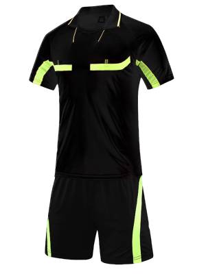 Men 2pcs Short Sleeve T-shirt and Shorts Soccer Referee Set front image