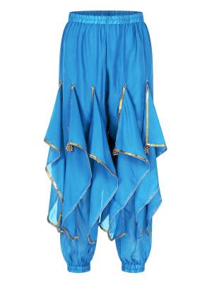 Women Sequin Ruffles Beaded Chiffon Belly Dance Pants front image