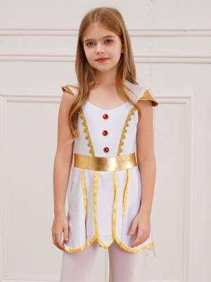 Kids Girls Tulle Toga Dress Halloween Ancient Greek Princess Costume front image