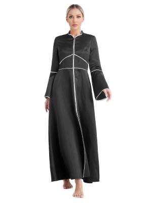 Women Church Clergy Robe Long Sleeves A-Line Maxi Worship Dance Dress front image