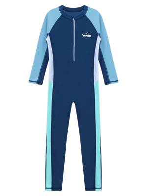 Kids Boys One-piece Full Body Long Sleeve Front Zipper Swimsuit front image