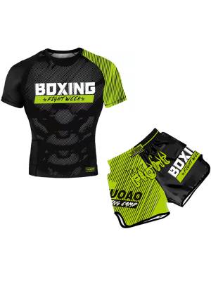 Kids Boys 2pcs Boxing Outfit Short Sleeve T-shirt with Shorts Set front image