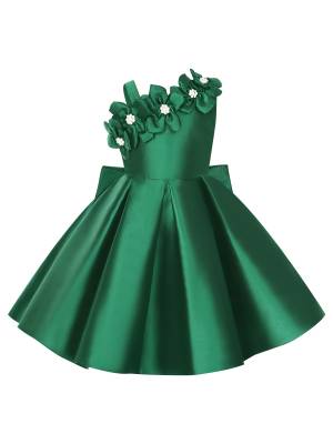 Toddler Girls Flower Girl Party Gown Sleeveless Applique Bowknot Dress front image