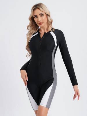 Women Long Sleeve One-piece Swimsuit Surfing Wetsuit front image