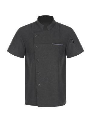 Adults Short Sleeve Stand Collar Button Chef Shirt Kitchen Uniform front image