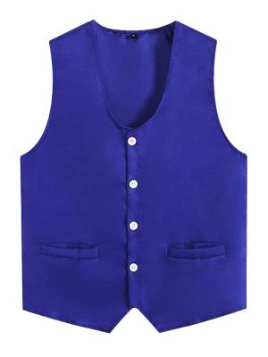 Kids Boys Solid Color V Neck Sleeveless Button Front Vest front image