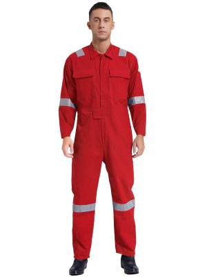 Men Long Sleeve 100% Cotton Reflective Strips Dustproof Dungarees Jumpsuit front image