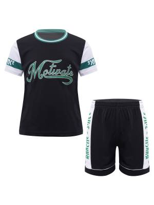 Kids Boys 2pcs Sports Set Quick-Drying Short Sleeve T-shirt and Shorts front image
