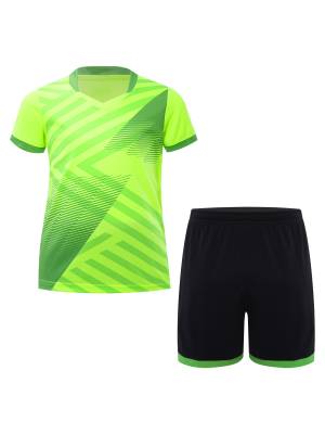 Kids Boys 2pcs Sports Set Football Quick-Drying Stripes T-shirt and Shorts front image