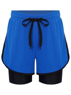 Kids Boys Solid Quick Drying Breathable Drawstring Sports Shorts front image