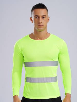 Men Moisture-Wicking Long Sleeves Reflective Stripe Sports T-shirt front image