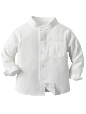 Baby/Toddler Boys Solid Color Long Sleeve Cotton Formal Shirt front image