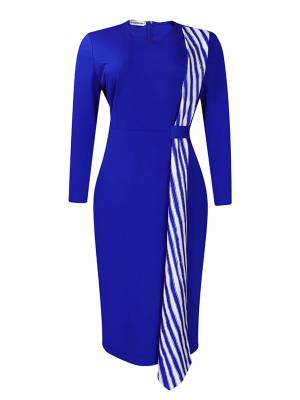 Women Long Sleeve Back Split Bodycon Pencil Dress for Office Work front image