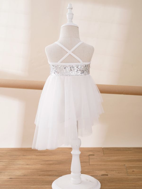 Kids Girls Sequins Tulle Ballet Dance Gymnastics Leotard Dress thumb