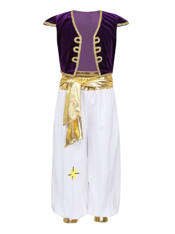 Kids Boys Arabian Prince Costume Outfit Waistcoat with Pants Set thumb