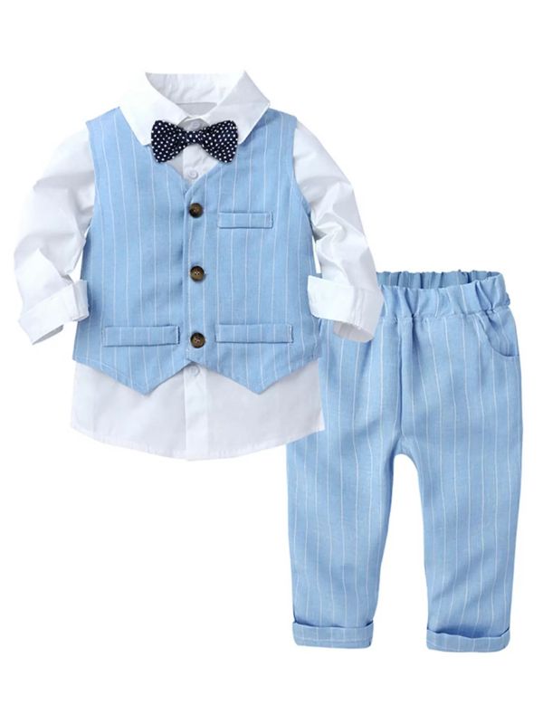 Toddler Boys 3-piece Stripe Formal Suits Gentleman Party Suits thumb